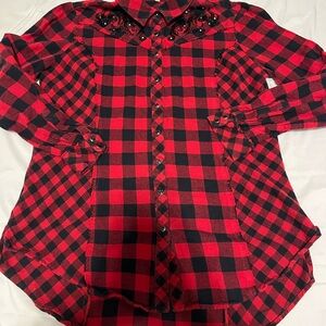 Reba Kids Red and Black Plaid Button Down Shirt